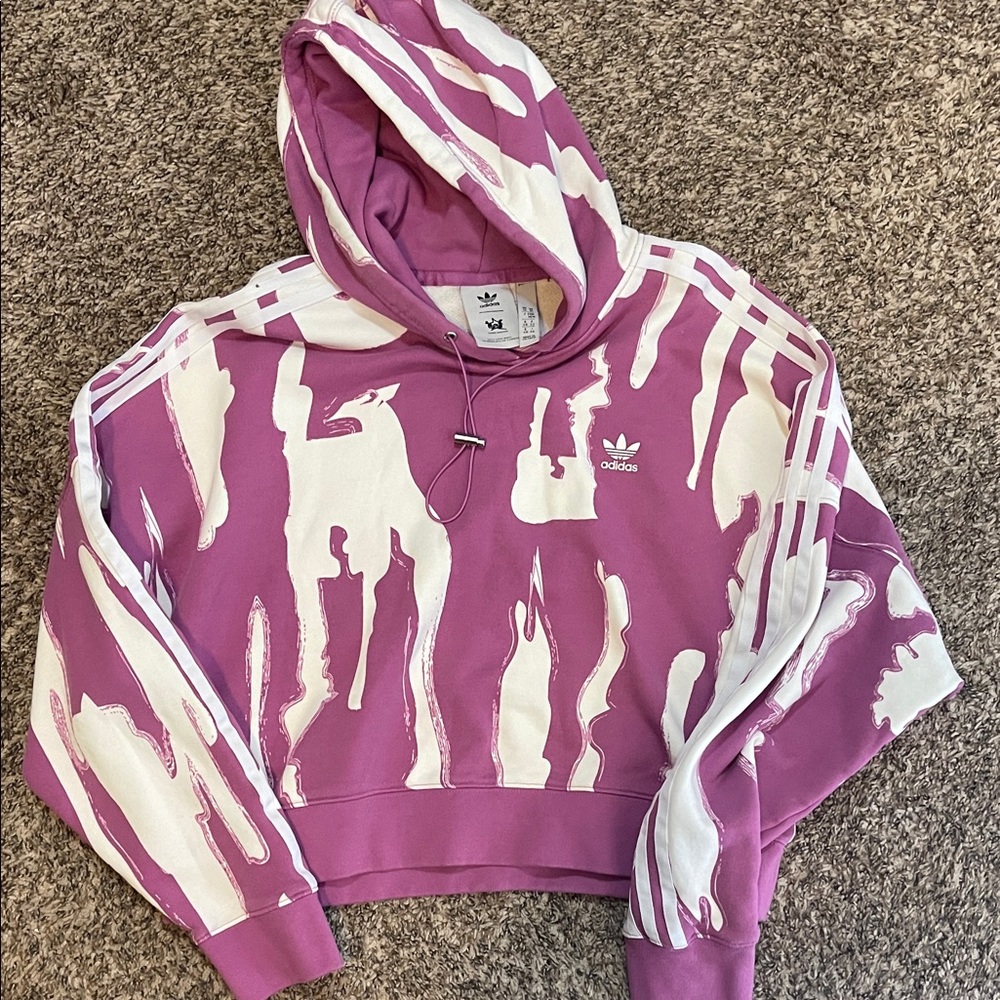 Adidas Lavender and White Graphic Hoodie